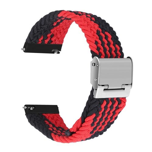 Easy Adjustable Elastic Nylon Watch Band Replacement Watch Strap 20mm for Samsung Galaxy Watch 42mm - Black/Red Stripe