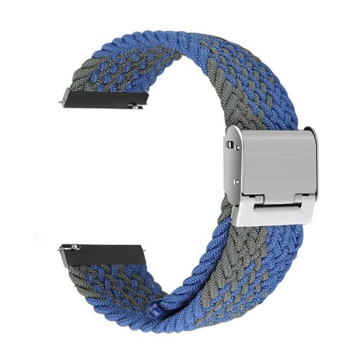 Easy Adjustable Elastic Nylon Watch Band Replacement Watch Strap 20mm for Samsung Galaxy Watch 42mm - Blue/Green Stripe