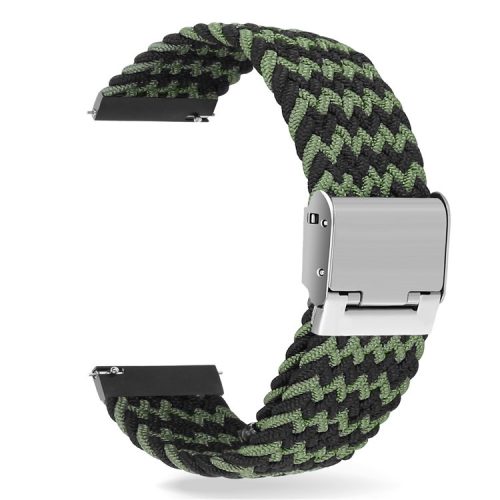 Easy Adjustable Stretchable Braided Nylon Watch Band Replacement Watch Strap 22mm for Samsung Gear S3 Classic/Gear S3 Frontier/Gear S4 - Black/Green