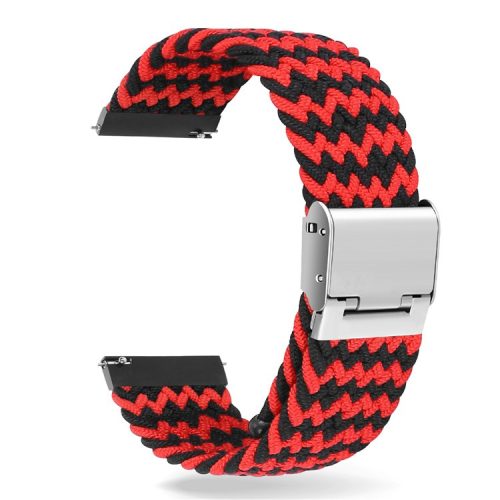 Easy Adjustable Stretchable Braided Nylon Watch Band Replacement Watch Strap 22mm for Samsung Gear S3 Classic/Gear S3 Frontier/Gear S4 - Black/Red Band