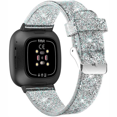 Glittering Powder Design TPU Watch Band Strap Replacement for Fitbit Versa 3/Sense - Black