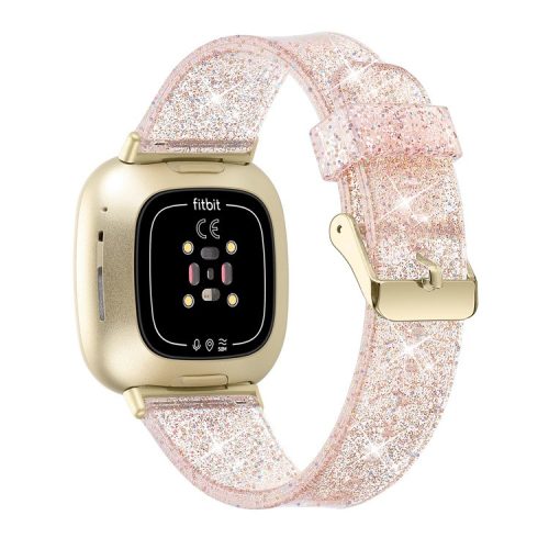 Glittering Powder Design TPU Watch Band Strap Replacement for Fitbit Versa 3/Sense - Gold