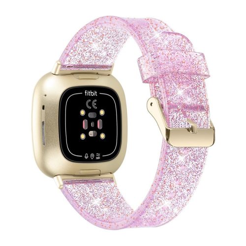 Glittering Powder Design TPU Watch Band Strap Replacement for Fitbit Versa 3/Sense - Rose