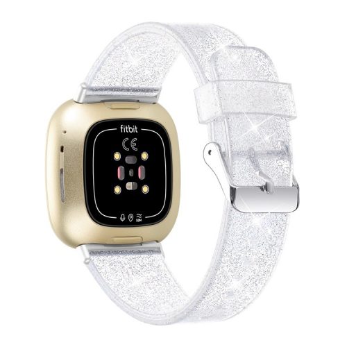 Glittering Powder Design TPU Watch Band Strap Replacement for Fitbit Versa 3/Sense - Silver