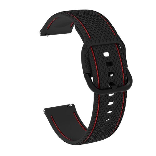 20mm Stitching Line Silicone Watchband Strap Replacement for Samsung Galaxy Watch Active/Active2 40mm/Watch 42mm/Huami Amazfit GTR (42mm)/Garmin vivoactive 3/Huawei Watch GT2 (42mm) - Black/Red