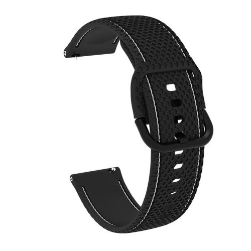 20mm Stitching Line Silicone Watchband Strap Replacement for Samsung Galaxy Watch Active/Active2 40mm/Watch 42mm/Huami Amazfit GTR (42mm)/Garmin vivoactive 3/Huawei Watch GT2 (42mm) - Black/White