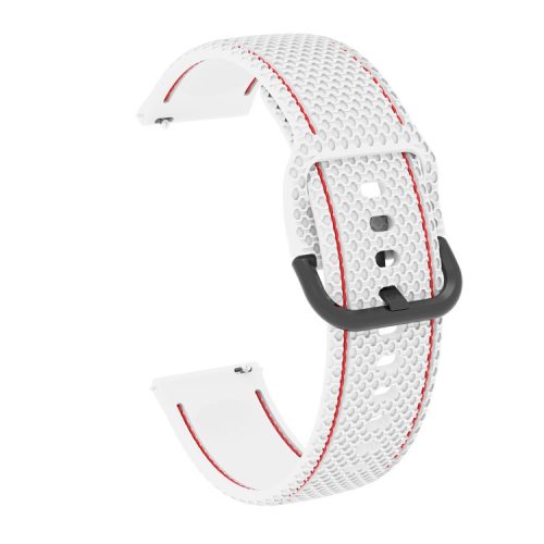 20mm Stitching Line Silicone Watchband Strap Replacement for Samsung Galaxy Watch Active/Active2 40mm/Watch 42mm/Huami Amazfit GTR (42mm)/Garmin vivoactive 3/Huawei Watch GT2 (42mm) - White/Red