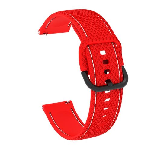 20mm Stitching Line Silicone Watchband Strap Replacement for Samsung Galaxy Watch Active/Active2 40mm/Watch 42mm/Huami Amazfit GTR (42mm)/Garmin vivoactive 3/Huawei Watch GT2 (42mm) - Red/White