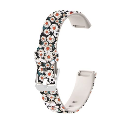 Stylish Printed Silicone Watch Band Replacement Wrist Strap for Fitbit Luxe, Size: L - Small Flowers