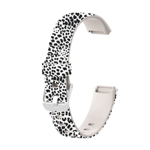 Stylish Printed Silicone Watch Band Replacement Wrist Strap for Fitbit Luxe, Size: L - Black Leopard Print