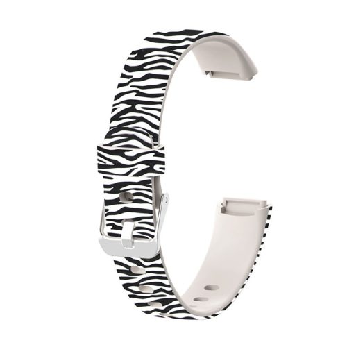 Stylish Printed Silicone Watch Band Replacement Wrist Strap for Fitbit Luxe, Size: L - Zebra Pattern