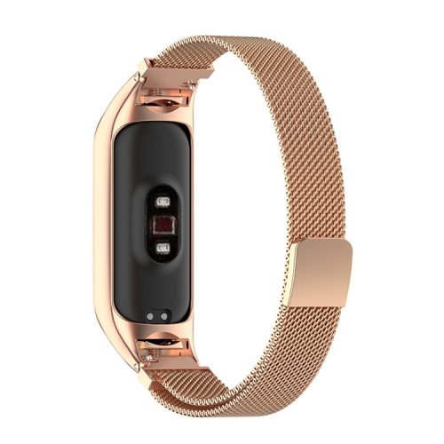 Stainless Steel Smartwatch Strap Replacement Milanese Wrist Band for Xiaomi Mi Band 5/6 - Rose Gold