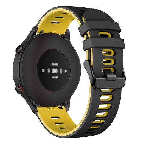 Replacement Smart Watch Strap Silicone Wrist Band 22mm for Xiaomi Mi Watch Color Sports - Black/Yellow