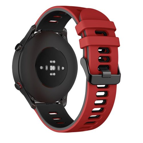 Replacement Smart Watch Strap Silicone Wrist Band 22mm for Xiaomi Mi Watch Color Sports - Red/Black