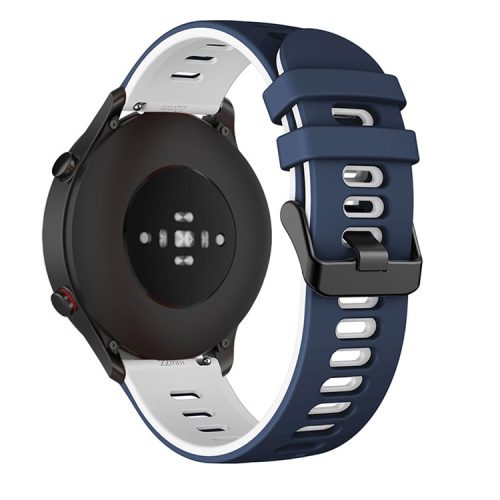 Replacement Smart Watch Strap Silicone Wrist Band 22mm for Xiaomi Mi Watch Color Sports - Midnight Blue/White