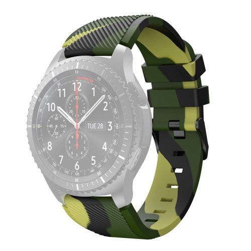 22mm Twill Wave Camouflage Silicone Watchband Strap Replacement Wrist Strap for Samsung Gear S3 Classic/S3 Frontier/Xiaomi Haylou RT LS05s/RS3 LS04 - Army Green