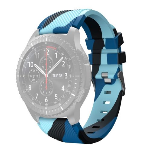 22mm Twill Wave Camouflage Silicone Watchband Strap Replacement Wrist Strap for Samsung Gear S3 Classic/S3 Frontier/Xiaomi Haylou RT LS05s/RS3 LS04 - Blue