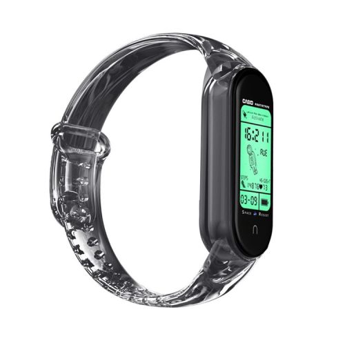 Color Changing Watch Band Adjustable TPU Wrist Strap Replacement for Xiaomi Mi Band 5 / 6 / 7 - Black