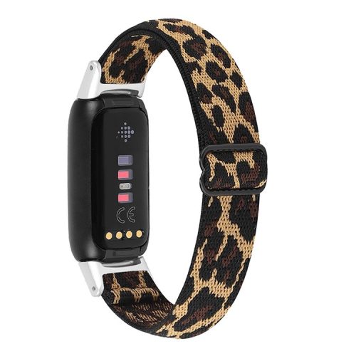 Nylon Elastic Smart Watch Band Replacement Adjustable Wrist Strap for Fitbit Luxe - Leopard Print