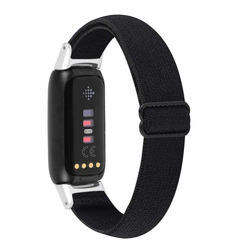 Nylon Elastic Smart Watch Band Replacement Adjustable Wrist Strap for Fitbit Luxe - Black