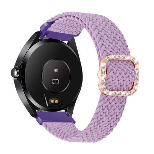 22mm Nylon Braided Adjustable Watchband Rhinestone Buckle Watch Strap for Samsung Gear S3 Classic/S3 Frontier/Galaxy Watch 46mm - Purple