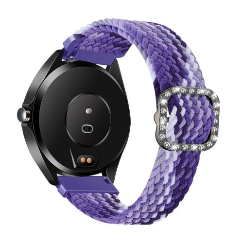 22mm Nylon Braided Adjustable Watchband Rhinestone Buckle Watch Strap for Samsung Gear S3 Classic/S3 Frontier/Galaxy Watch 46mm - Grape Purple