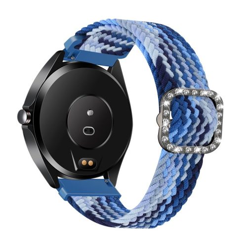 22mm Nylon Braided Adjustable Watchband Rhinestone Buckle Watch Strap for Samsung Gear S3 Classic/S3 Frontier/Galaxy Watch 46mm - Blueberry