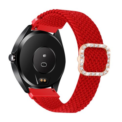 22mm Nylon Braided Adjustable Watchband Rhinestone Buckle Watch Strap for Samsung Gear S3 Classic/S3 Frontier/Galaxy Watch 46mm - Red