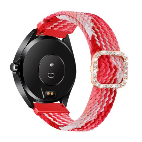 Nylon Braided Rhinestone Buckle Adjustable Watch Band Wrist Strap 20mm for Samsung Galaxy Watch Active/Galaxy Watch 42mm/Gear Sport - Strawberry Red