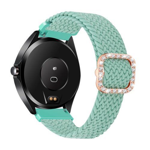 Nylon Braided Rhinestone Buckle Adjustable Watch Band Wrist Strap 20mm for Samsung Galaxy Watch Active/Galaxy Watch 42mm/Gear Sport - Grass Green