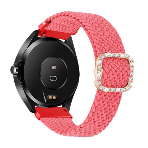 Nylon Braided Rhinestone Buckle Adjustable Watch Band Wrist Strap 20mm for Samsung Galaxy Watch Active/Galaxy Watch 42mm/Gear Sport - Pink