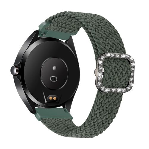 Nylon Braided Rhinestone Buckle Adjustable Watch Band Wrist Strap 20mm for Samsung Galaxy Watch Active/Galaxy Watch 42mm/Gear Sport - Green