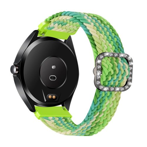 Nylon Braided Rhinestone Buckle Adjustable Watch Band Wrist Strap 20mm for Samsung Galaxy Watch Active/Galaxy Watch 42mm/Gear Sport - Lime