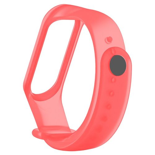 Translucent Silicone Smart Watch Strap Replacement Watchband for Xiaomi Mi Band 3/4 - Transparent Red