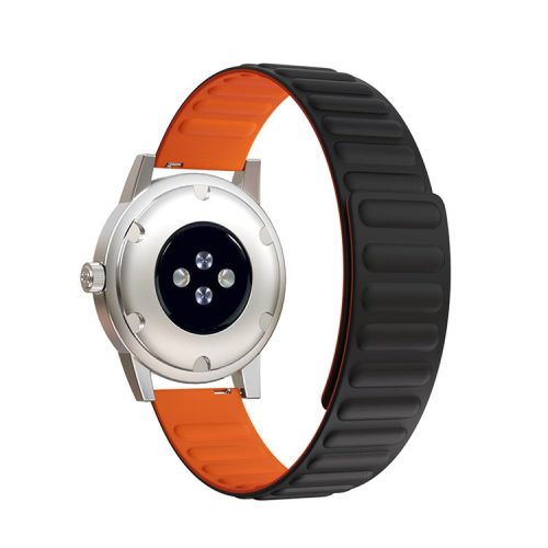 22mm Universal Flexible Silicone Magnetic Absorption Watchband Strap Replacement for Samsung Galaxy Watch3 41mm/Watch 46mm - Black/Orange