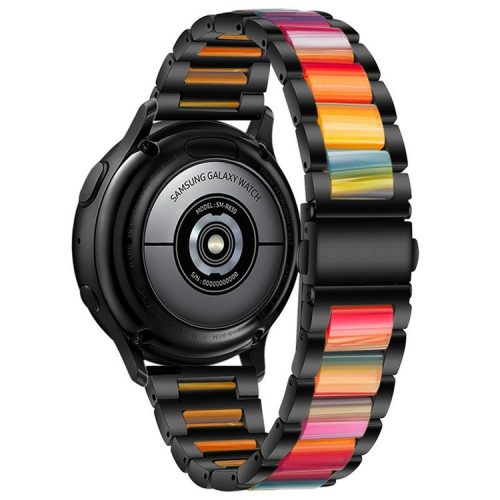 20mm Three Beads Stainless Steel Resin Strap for Samsung Galaxy Watch6 40mm 44mm / Watch6 Classic 43mm 47mm / Watch 5 40mm 44mm / 5 Pro 45mm / Watch4 40mm 44mm - Black / Rainbow