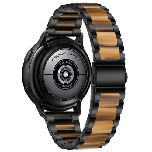 20mm Three Beads Stainless Steel Resin Strap for Samsung Galaxy Watch6 40mm 44mm / Watch6 Classic 43mm 47mm / Watch 5 40mm 44mm / 5 Pro 45mm / Watch4 40mm 44mm - Black / Honey