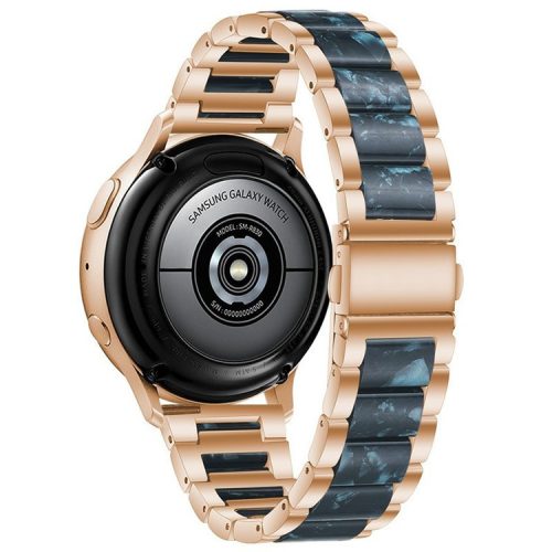 20mm Three Beads Stainless Steel Resin Strap for Samsung Galaxy Watch6 40mm 44mm / Watch6 Classic 43mm 47mm / Watch 5 40mm 44mm / 5 Pro 45mm / Watch4 40mm 44mm - Rose Gold / Ink Wash