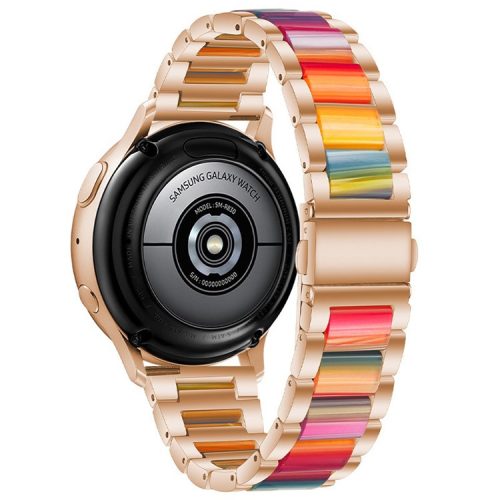 22mm Three Beads Wristband Strap Stainless Steel Fashion Sleek Resin Bracelet for Huawei Watch 3 / 3 Pro / Samsung Galaxy Watch 3 45mm / 46mm / Garmin Venu 2 - Rose Gold/Rainbow