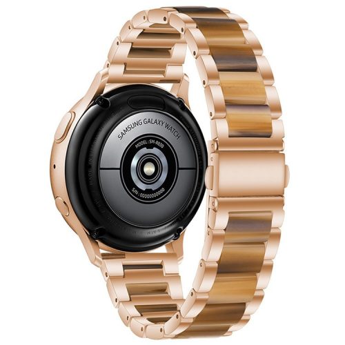 22mm Three Beads Wristband Strap Stainless Steel Fashion Sleek Resin Bracelet for Huawei Watch 3 / 3 Pro / Samsung Galaxy Watch 3 45mm / 46mm / Garmin Venu 2 - Rose Gold/Honey