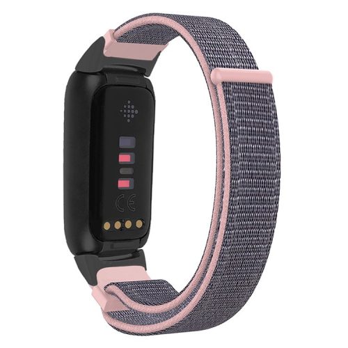 14mm Loop Fastener Watch Band Nylon Weave Replacement Sport Strap for Fitbit Luxe - Sand Pink