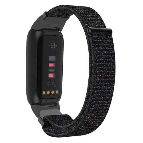 14mm Loop Fastener Watch Band Nylon Weave Replacement Sport Strap for Fitbit Luxe - Black