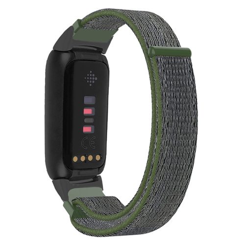 14mm Loop Fastener Watch Band Nylon Weave Replacement Sport Strap for Fitbit Luxe - Army Green