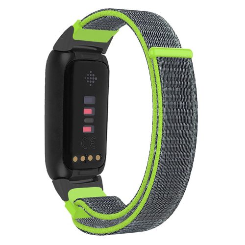 14mm Loop Fastener Watch Band Nylon Weave Replacement Sport Strap for Fitbit Luxe - Shiny Green