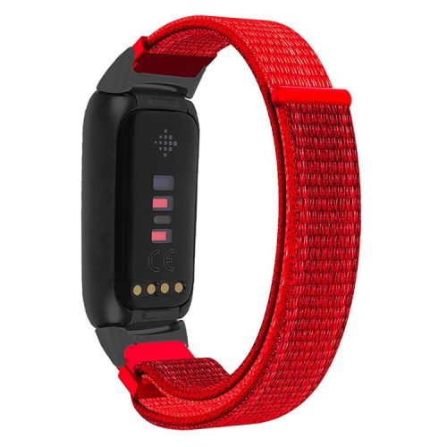 14mm Loop Fastener Watch Band Nylon Weave Replacement Sport Strap for Fitbit Luxe - Red