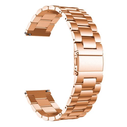 Stainless Steel 3 Beads Metal Replacement Wristband Watch Band for Samsung Galaxy Watch6 40mm 44mm / Watch6 Classic 43mm 47mm / Watch 5 40mm 44mm / 5 Pro 45mm / Watch4 40mm 44mm - Rose Gold