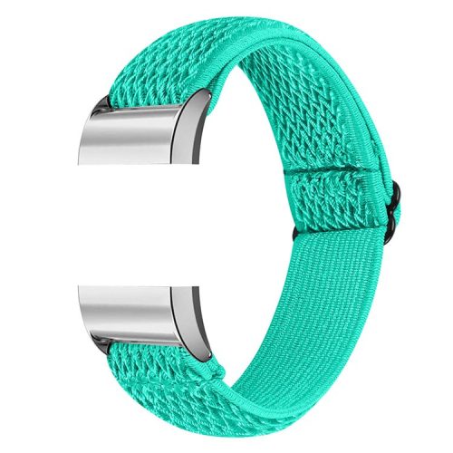 Braided Nylon Solo Loop Watch Strap Adjustable Elastic Wristband Replacement for Fitbit Charge 2 - Mint Green