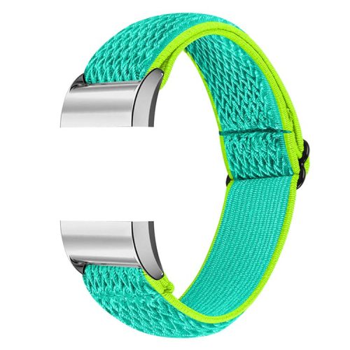 Braided Nylon Solo Loop Watch Strap Adjustable Elastic Wristband Replacement for Fitbit Charge 2 - Yellow/Green