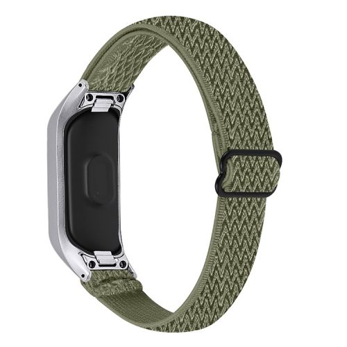 Adjustable Elastic Wrist Band Soft Stretch Braided Nylon Loop Bracelet Strap Replacement for Samsung Galaxy Fit-e R375 - Olive Green