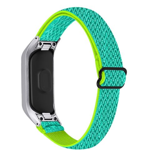 Adjustable Elastic Wrist Band Soft Stretch Braided Nylon Loop Bracelet Strap Replacement for Samsung Galaxy Fit-e R375 - Yellow/Green